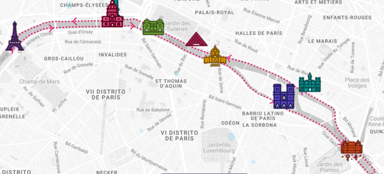 recorrido del Batobus en el Sena parís